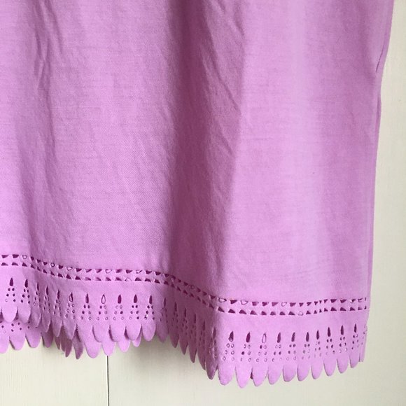 Lilac Die Cut Hem Floral Embroidered Tank Top - Picture 7 of 14